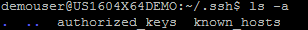 ls -a to check for files authorized_keys and known_hosts