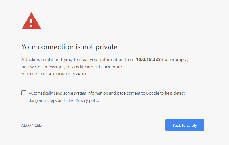 Warning your connection is not private